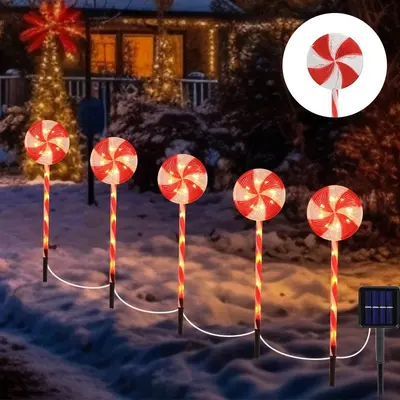 Güneş Enerjili LED Noel Baston Işık Dizisi, Çim Kar Tanesi Lambası, Açık Hava
