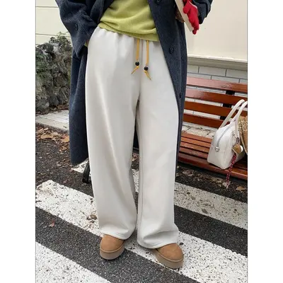 Damen-Hose mit hohem Bund, Perlendetails, Kordelzug, weites Bein, ZY3668 - 11