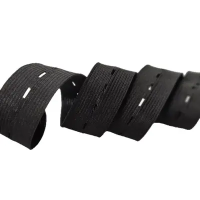 Lagerware Gummiband mit Knopfloch, verstellbar, mit Löchern, elastischer Hosenbund-Gummizug für Schwangere und Kinder, Gummibänder in Schwarz und Weiß, elastisches Band