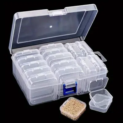 Clear plastic storage box set, square shape, desktop organizer - 8