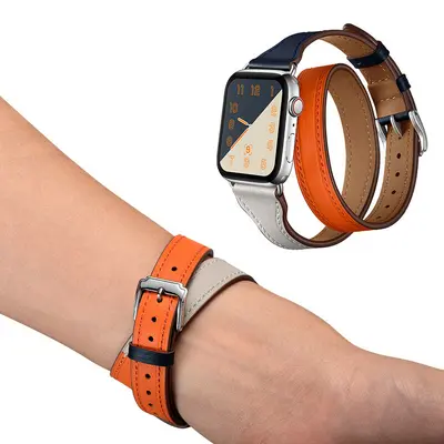Genuine Leather Strap for Apple Watch 1/2/3/S11, Double-Loop - 2