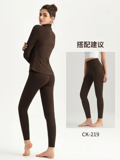 Damen Yoga-Jacke mit Daumenlöchern und Stehkragen - 3