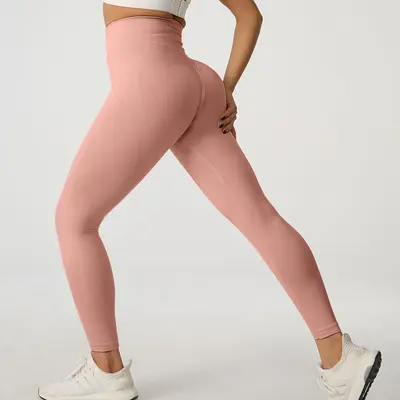 Sınır ötesi sonbahar ve kış şeftali rengi kalça toparlayıcı yoga pantolonu spor bisiklet pantolonu çabuk kuruyan fitness yoga kıyafeti yüksek belli dar kesim fitness pantolonu - 11