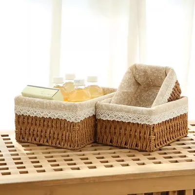 Rattan dokuma depolama sepeti salon masası - 4