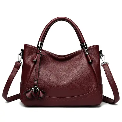 Women's Soft Leather Handbag, Large Capacity, Single Shoulder Strap - 11
