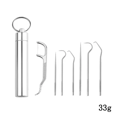Stainless steel toothpick and interdental hook set, portable teeth cleaner - 7