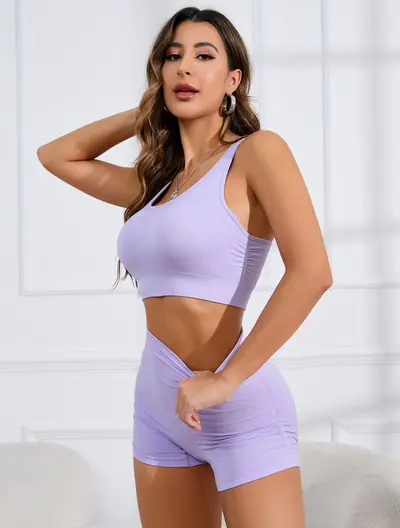 Yogakleidung-Set für Damen, eng anliegend und schlankmachend, Laufen, hochintensives Training, Fitness-Unterwäsche, Sommer-Sportweste, zweiteiliges Set