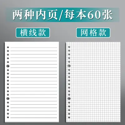 B5 Loose-Leaf Notebook with Removable Cover, A5 Refill Paper