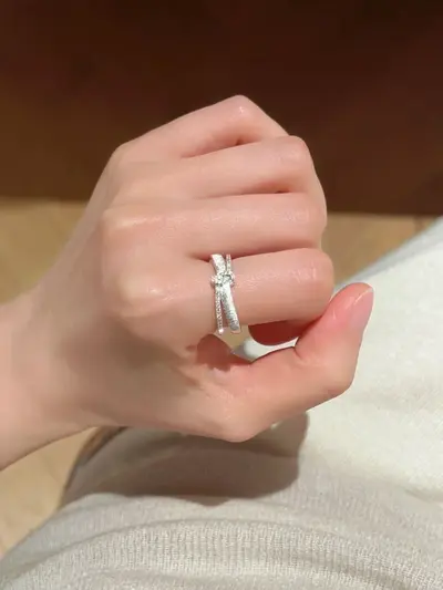 S925 sterling silver geometric zircon stackable ring, gold-plated - 12