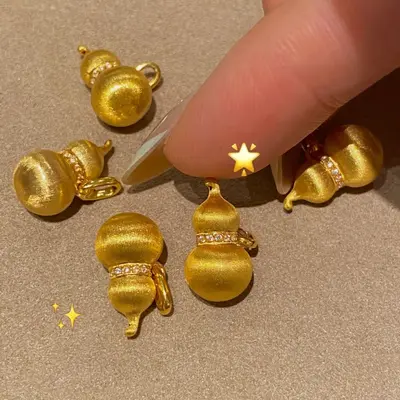 24K Echtgold-Anhänger Kürbis, antike Fadenzug-Handwerkstechnik