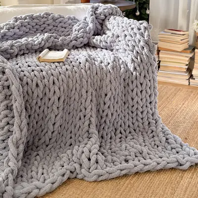 Nordic Solid Color Decorative Throw Blanket, Plain Knitted Throw, Minimalist Light Luxury Sofa Bedroom Bed End Nap Air Conditioner Blanket - 10