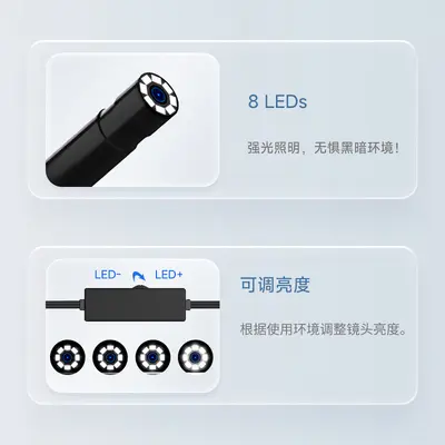 Fabrika toptan satış 3'ü 1 arada HD Android Apple IOS doğrudan bağlantı endüstriyel endoskop 8mm karbon yığılması tespit kamerası - 5