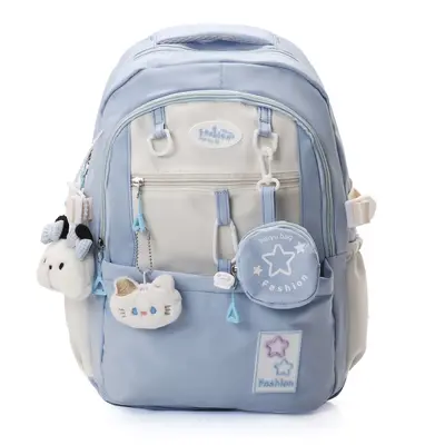 Leichter Schulrucksack im koreanischen Stil mit Farbblockdesign - 10