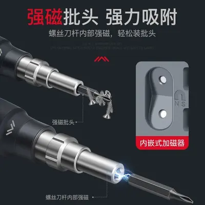 德力西电气螺丝刀套装铬钒钢S2钢磁吸伸缩杆拆机电脑维修手表眼镜