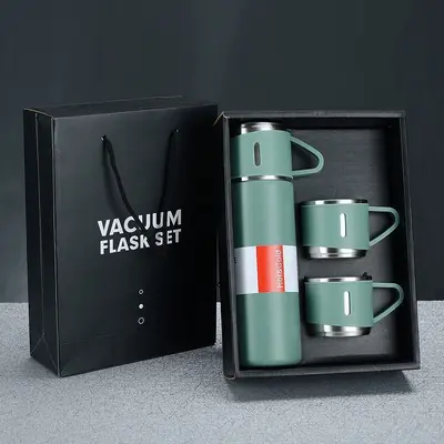 304-Edelstahl-Thermobecher mit 3 Deckeln und Geschenkbox - 12