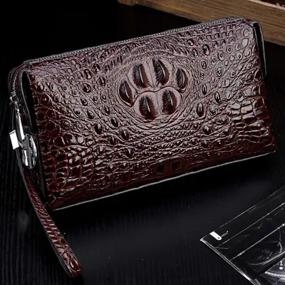 Crocodile Pattern Men's Clutch Bag, Lightweight, Large Capacity - 7