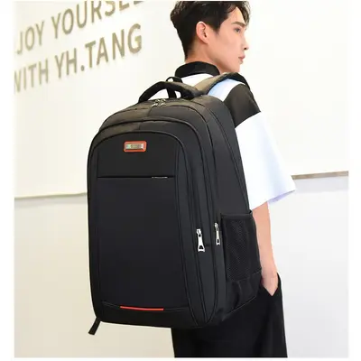 Large Capacity Men's Backpack, Black, Waterproof and Wear-Resistant - 4