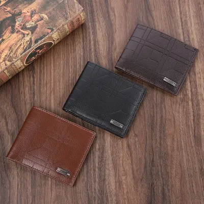 Young Men's Wallet, Geometric Pattern, Ultra-Thin Short Model, Large Capacity - 1