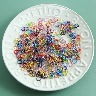 Bunte Zinklegierungs-Biegeringe 10mm und 8mm offen für DIY-Schmuck