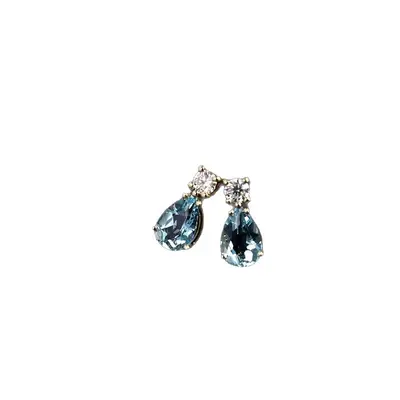 London Blue Topaz 18K gold water drop earrings, S925 sterling silver - 5
