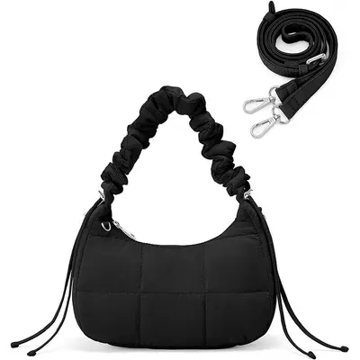 Kordelzug-Schultertasche für Damen, flauschig, verstellbarer Riemen
