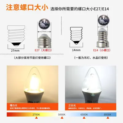 FSL LED Ampul E14 Küçük Duy 6.5W, Mum Uçlu Kristal Avize Ampulü - 5