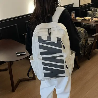 Korean-Style Large-Capacity Backpack with Letter Print - 3