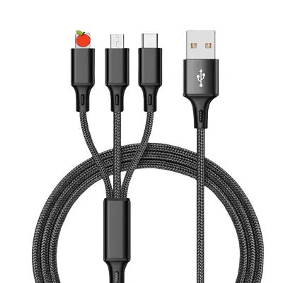 1,2 m naylon örgülü bir ila üç veri kablosu Apple tip-c Android cep telefonu şarj kablosu için uygun üçü bir arada