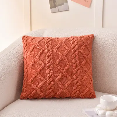 Instagram style plush pillow cover jacquard geometric pattern cushion cover/sofa living room backrest pillow cover headboard square pillow cover - 11
