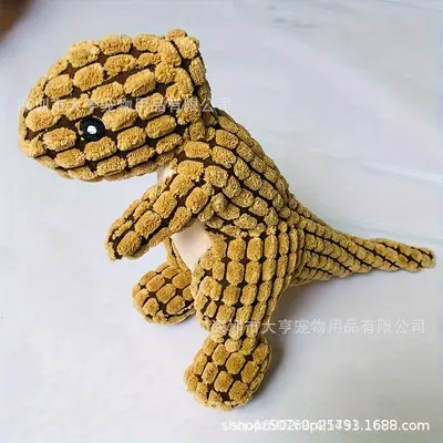 Plush Dinosaur Dog Toy, Squeaky, Chew-Resistant - 7