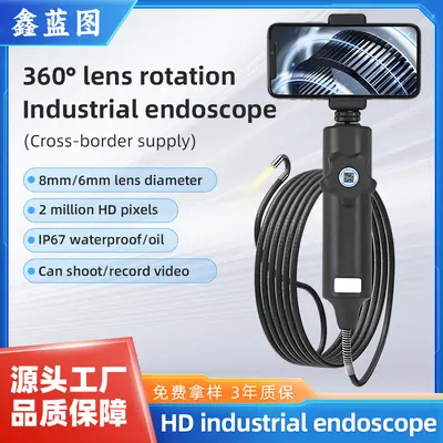 Endüstriyel borescope, 8 mm/6 mm, 360° dönebilir, otomotiv tamir