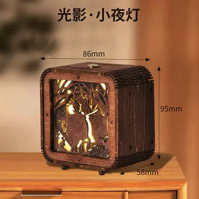 3D Wooden Model Catapult Puzzle for Children, with Night Light and Music Box - 13