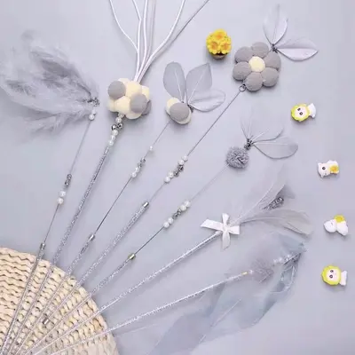 Fairy Cat Teaser Wand with Bell and Feather Toy - 4