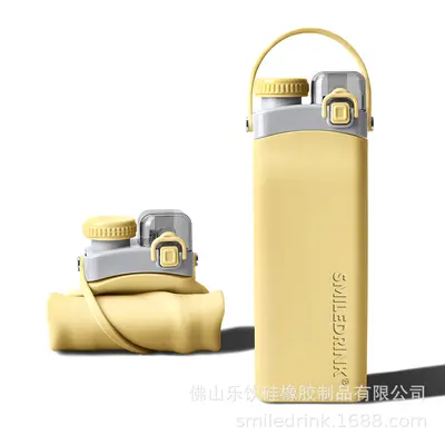 ins新品600ml便携通勤户外跑步运动健身水瓶创意硅胶折叠水壶水杯