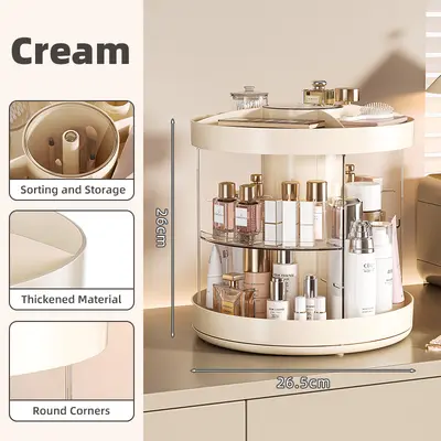 Rotating cosmetics storage box, desktop organizer, transparent - 7
