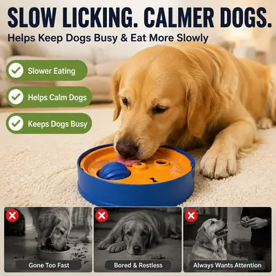 Pet Slow Feeder Bowl for Dogs, Large Breed Dog Large Capacity Dog Food Bowl Integrated Lick Ball Dog Bowl, Cross-Border Pet Bestseller