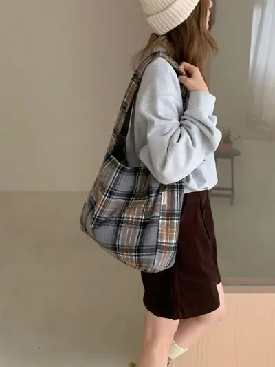 Large Capacity Hobo Bag, Wide Shoulder Strap, Women's - 7