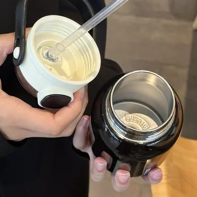 316 Paslanmaz Çelik Çocuk Termos Bardağı Pipetli 600 ml - 4