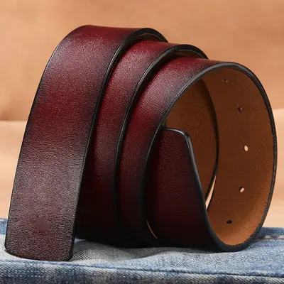 Herrenledergürtel aus echtem Leder glatte Schnalle Rindsledergürtel Herrengürtel Retro-Stil ohne Schnalle mit Lochern