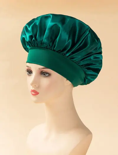 Wide-Brim Elastic Hair Cap, Satin Sleep Cap for Women - 10