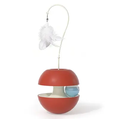 Feather Bell Cat Teaser Wand with Chew-Resistant Plush Ball - 11