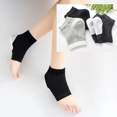 Grenzüberschreitende Fersenrisse-Silikon-Socken für alle Jahreszeiten, Silikon-Fersenschutz-Baumwollsocken, Baumwoll-Kurzsocken mit Silikon-Fersenschutz, einfarbige Silikon-Anti-Riss-Socken