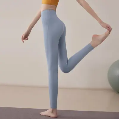 Women's Yoga Fitness Pants, Solid Color, for Running and Pilates - 2