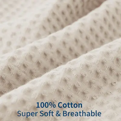 100% Cotton Honeycomb Waffle Pillowcase, Set of 2, Anti-Oil Hair - 8
