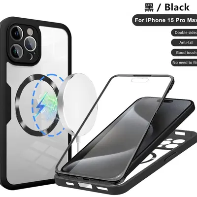 Qicai manyetik emişli iPhone 16 Pro telefon kılıfı Apple 15 kabuk filmi hepsi bir arada tam kapsamlı 14pm düşmeye karşı dayanıklı 16e