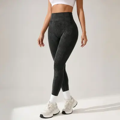Seamless High-Waist Butt-Lifting Yoga Leggings, Sand-Washed - 4