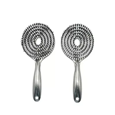 Boar Bristle Massage Comb, Silver-Plated, Lollipop-Shaped Mosquito Coil Comb - 6