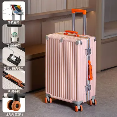 Aluminum Frame Combination Lock Carry-On Suitcase with Spinner Wheels - 12