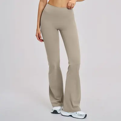 Yogahose mit hohem Bund, gebürstet, Schlaghose mit weitem Bein, Modell 5061 - 9