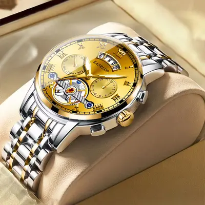 Cross-border New Stainless Steel Fake Tourbillon High-value Watch Men's Fashion Luminous Waterproof Men's Watch Steel Strap Model - 7